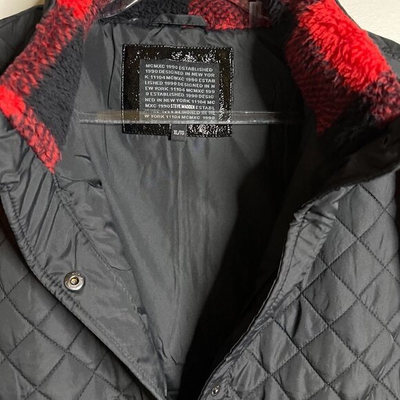 Steve Madden | Red & Black Buffalo Check Quilted Fleece Snap-Up Jacket - Plus XL - Picture 3 of 7